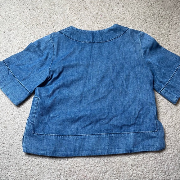 A.L.C. Cropped Chambray Deep V Neck Top Size 0 - Picture 3 of 6